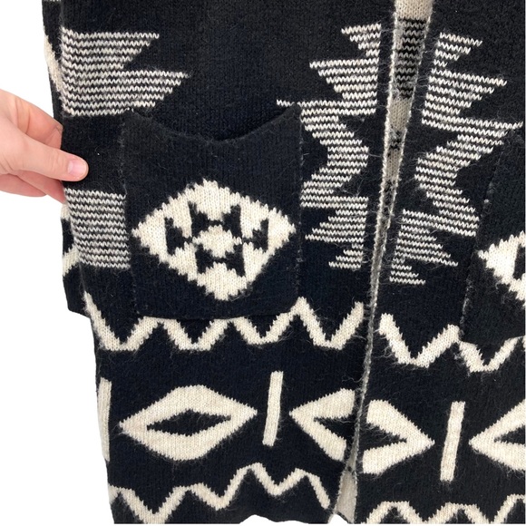 Toda Bela Aztec Tribal Print Wool Blend Duster Cardigan Open Front Sweater Boho - Picture 6 of 9